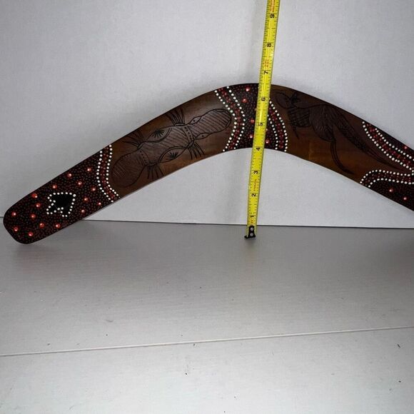 Boomerang Hand Made And Painted Art Wooden Returning Stick Australian 22” Carved - Picture 3 of 11